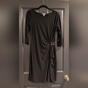 White House Black Market Black Dress with Gold Detail